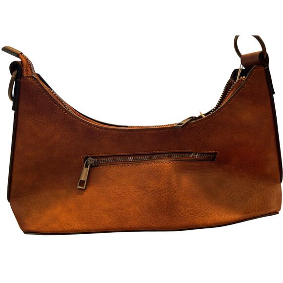 Caitina Brown Faux Leather Shoulder Bag Vintage Style Vegan Crossbody Purs - Picture 4 of 8